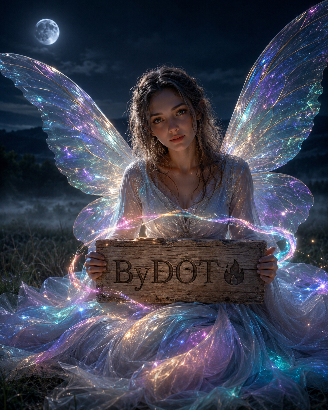 Fairy with wooden sign